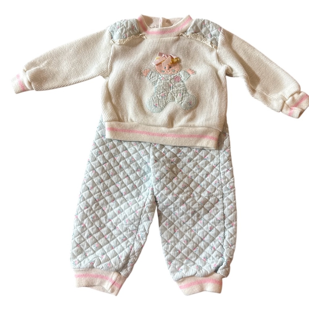 Vintage Honors Baby Quilted Two Piece Set - Pastel Baby Doll Patchwork - 18M